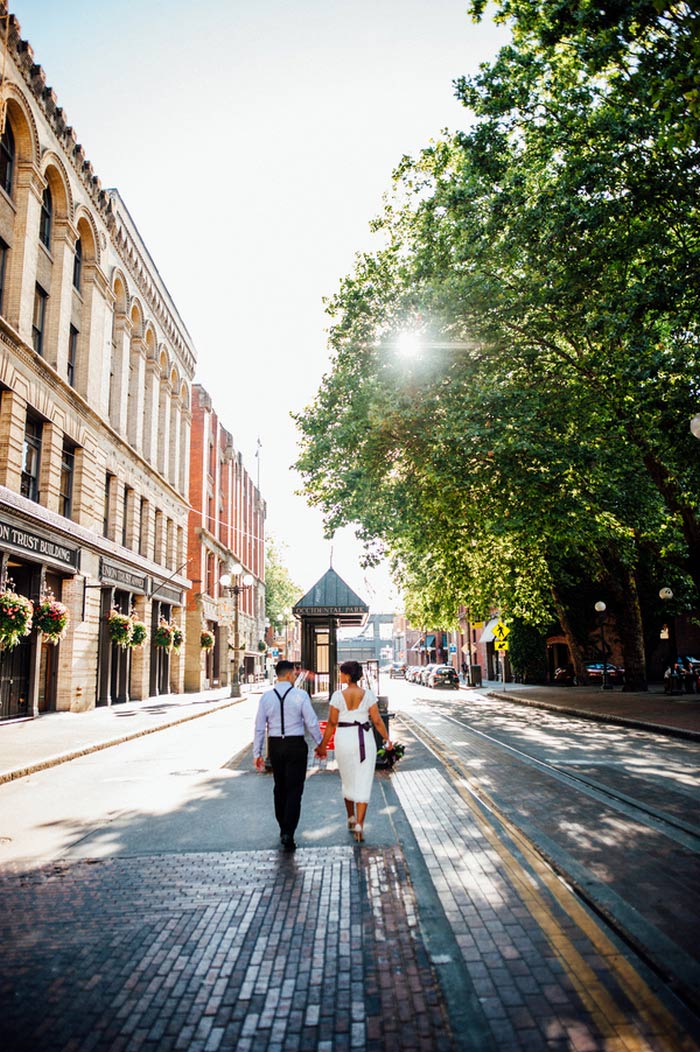 bride and groom portrait in Seattle