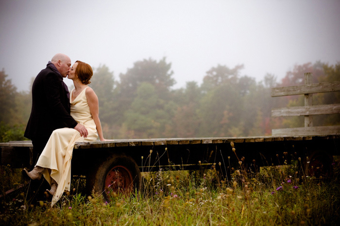 bride and groom portrait on the farm