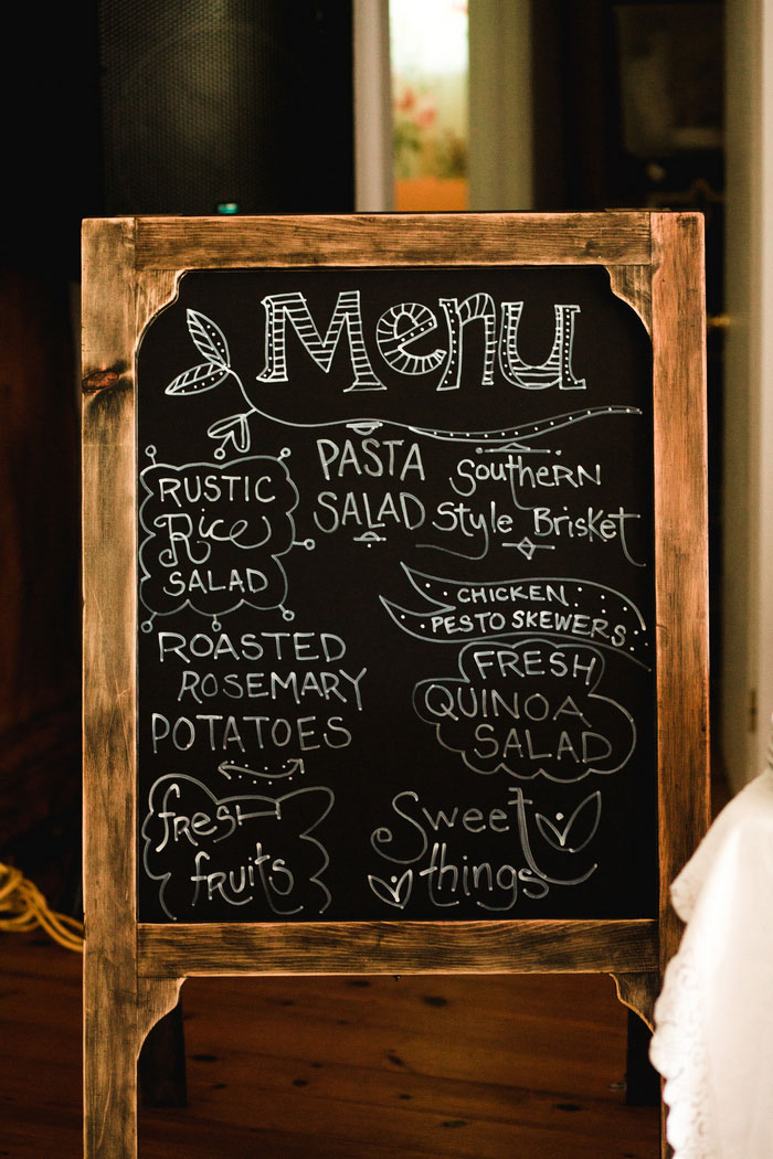 chalkboard wedding menu