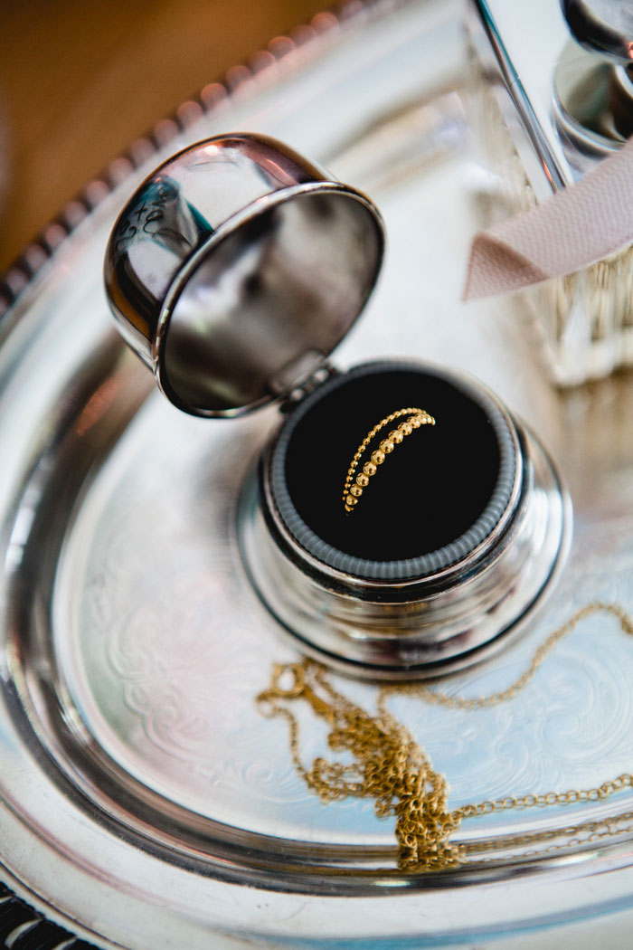 ring on silver tray