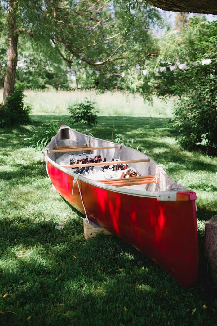 canoe full of ice and beer