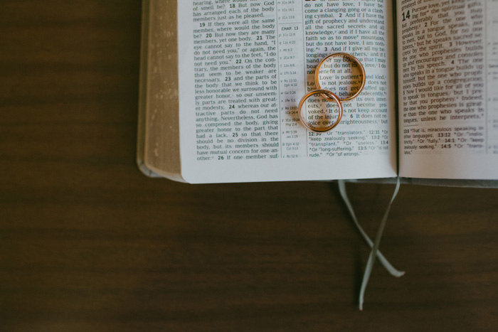 wedding rings on book page