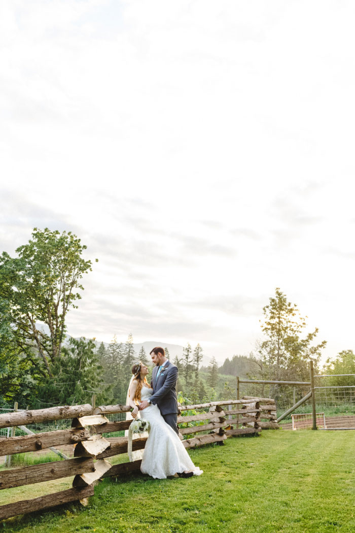 bride and groom portrait on the farm