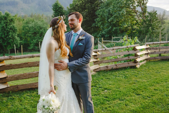 bride and groom portrait on the farm