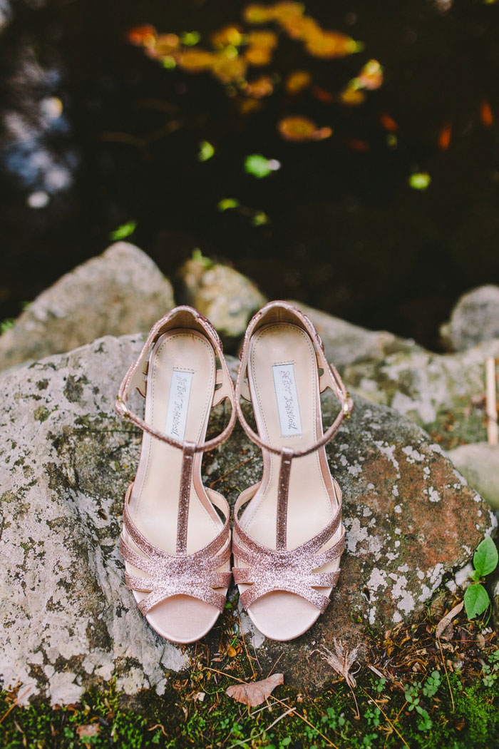 strappy gold wedding shoes