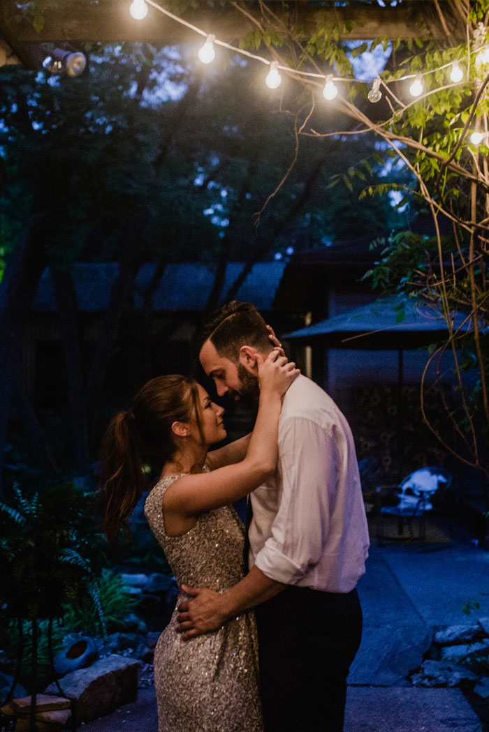 bride and groom dancing