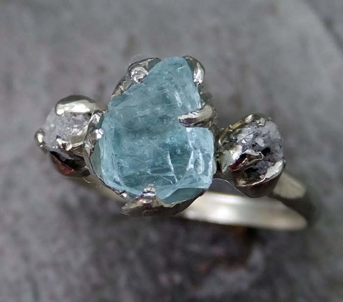 Aquamarine-Rough-Diamond-Ring