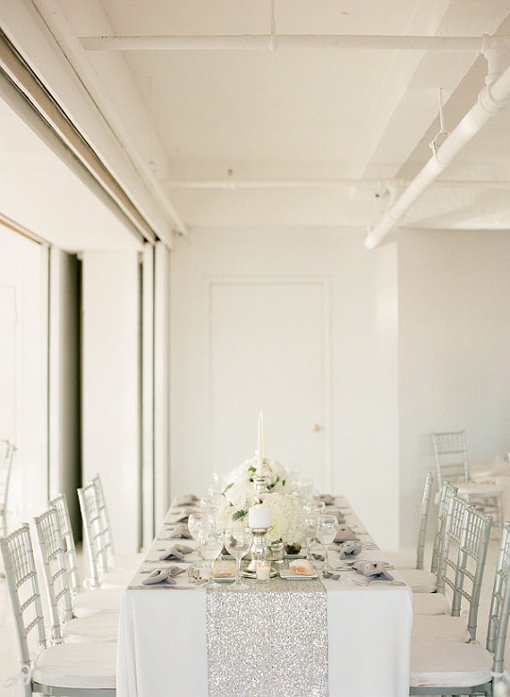 silver glitter table cloth