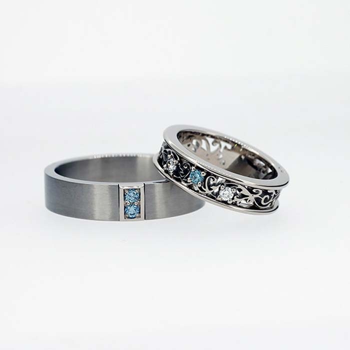 Aquamarine-Wedding-Band-Set