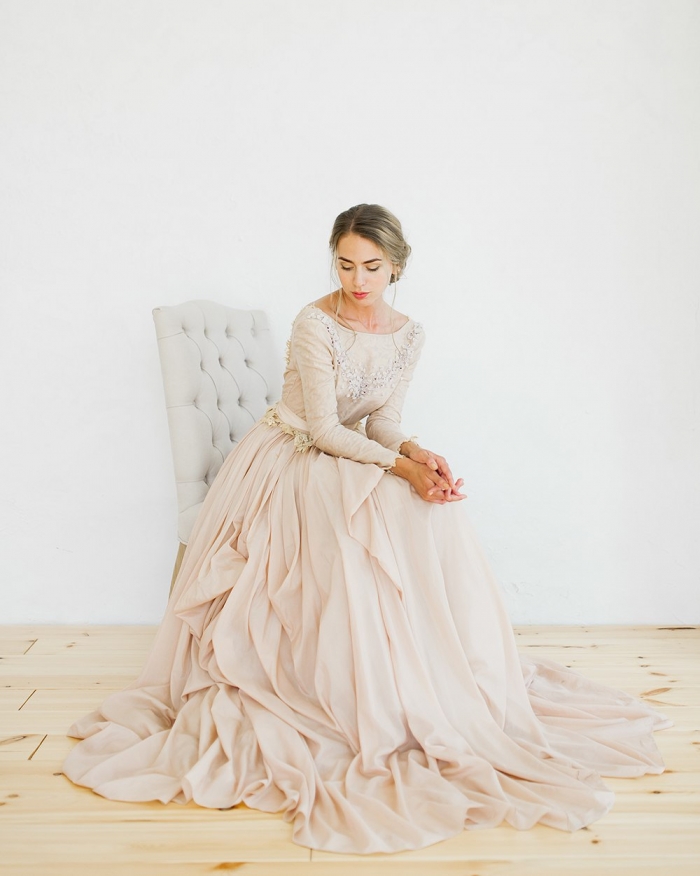 Pink Silk Batiste Wedding Dress