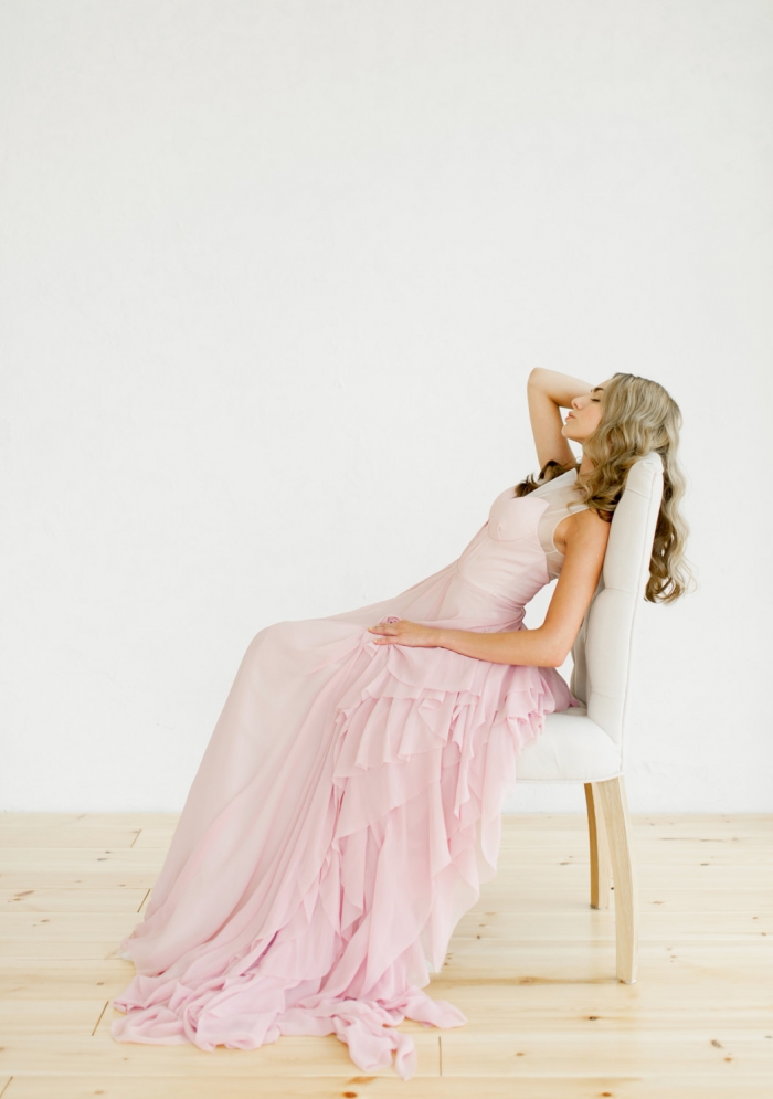 Pink Silk Wedding Gown