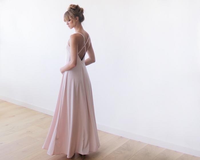 Simple Pink Wedding Dress