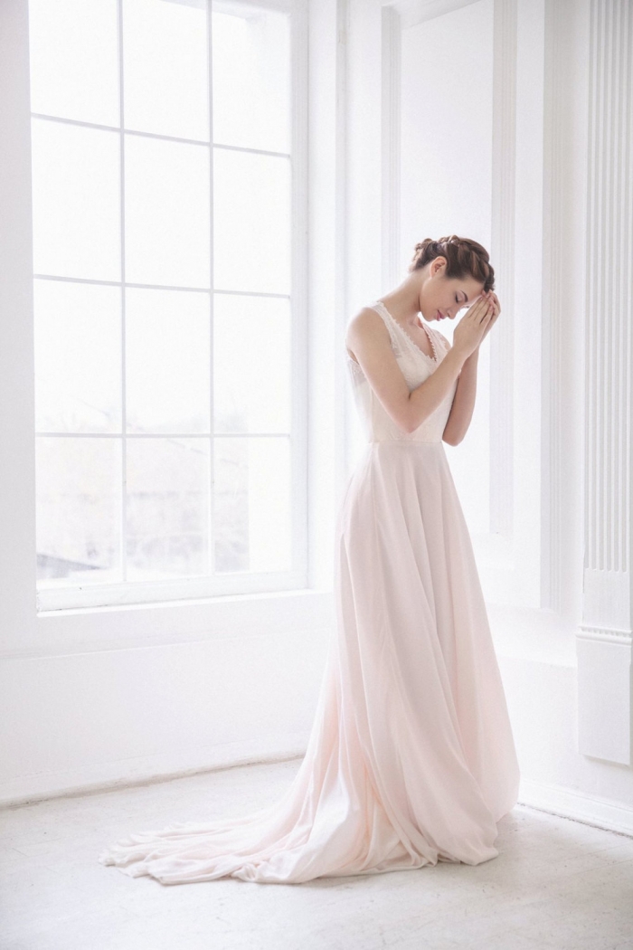 Vintage Inspired Pink Wedding Dress