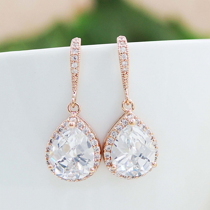 Rose Gold Tear Drop Earrings