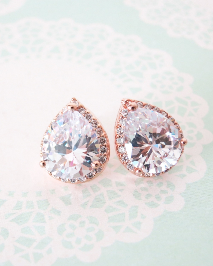 Rose Gold Tear Drop Studs