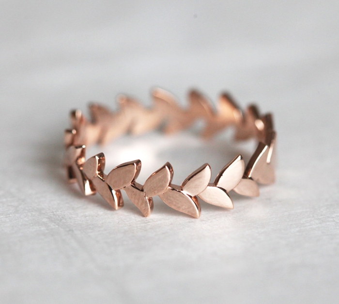 Leaf Rose Gold Wedding Band