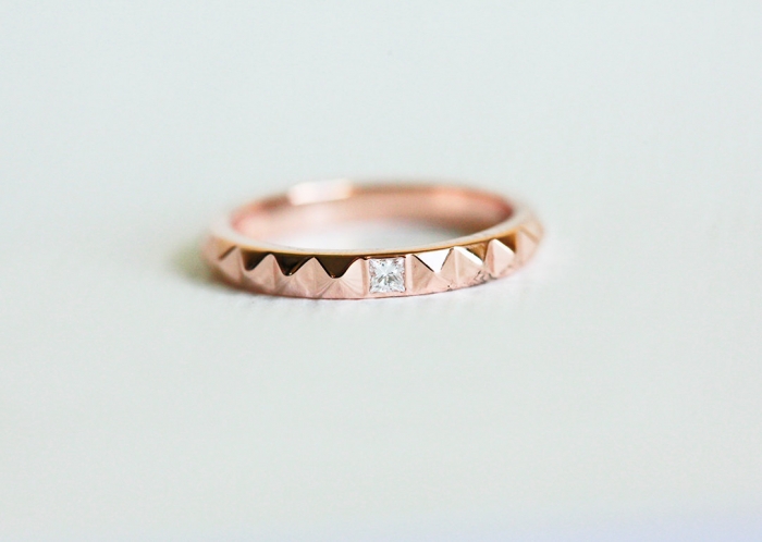 Rose Gold Princess Cut Wedding Band