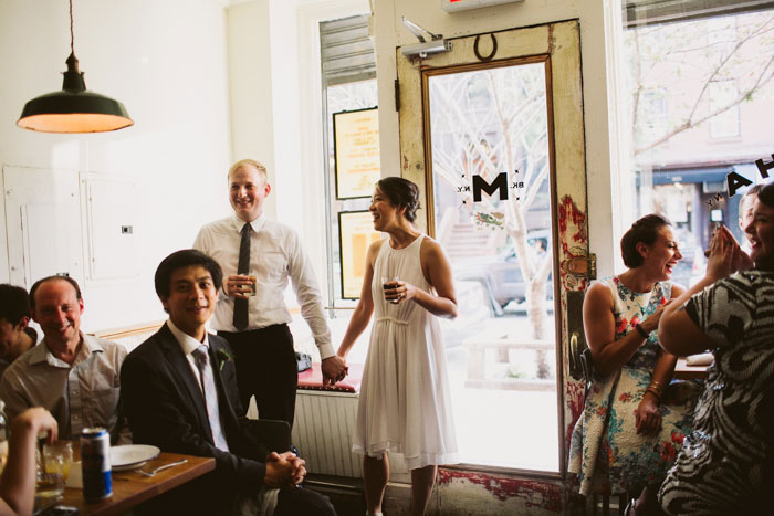 bride and groom at restaurant reception