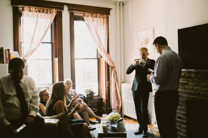 groom drinking coffee