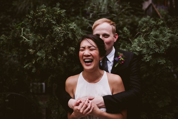 bride laughing during portrait session