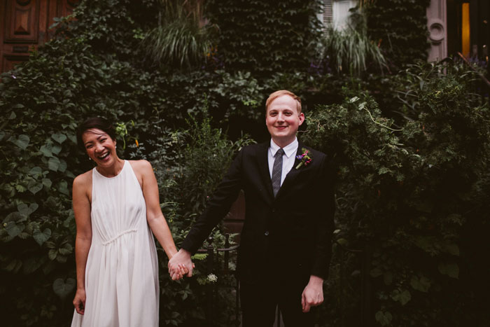 bride laughing during wedding portrait session