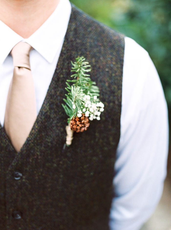 groom's pinecone boutonniere