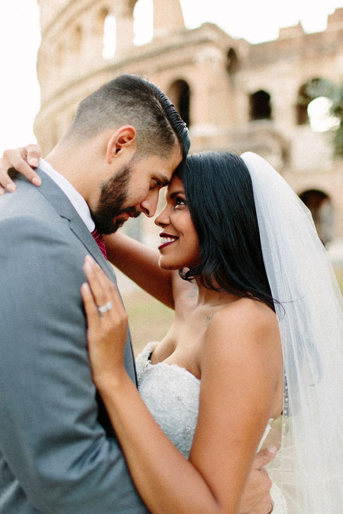 bride and groom portrait in Rome