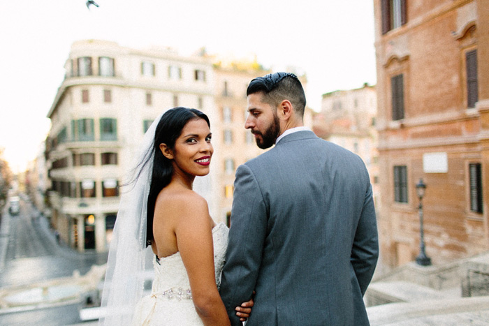 bride and groom portrait in Rome