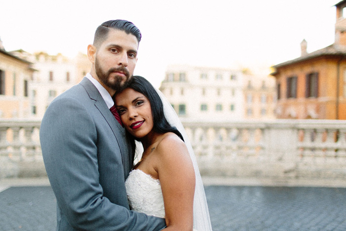 bride and groom portrait in Rome