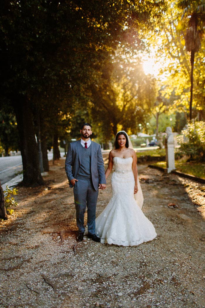 outdoor bride and groom portrait