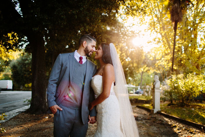 outdoor bride and groom portrait