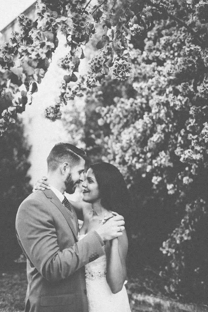 black and white bride and groom portrait