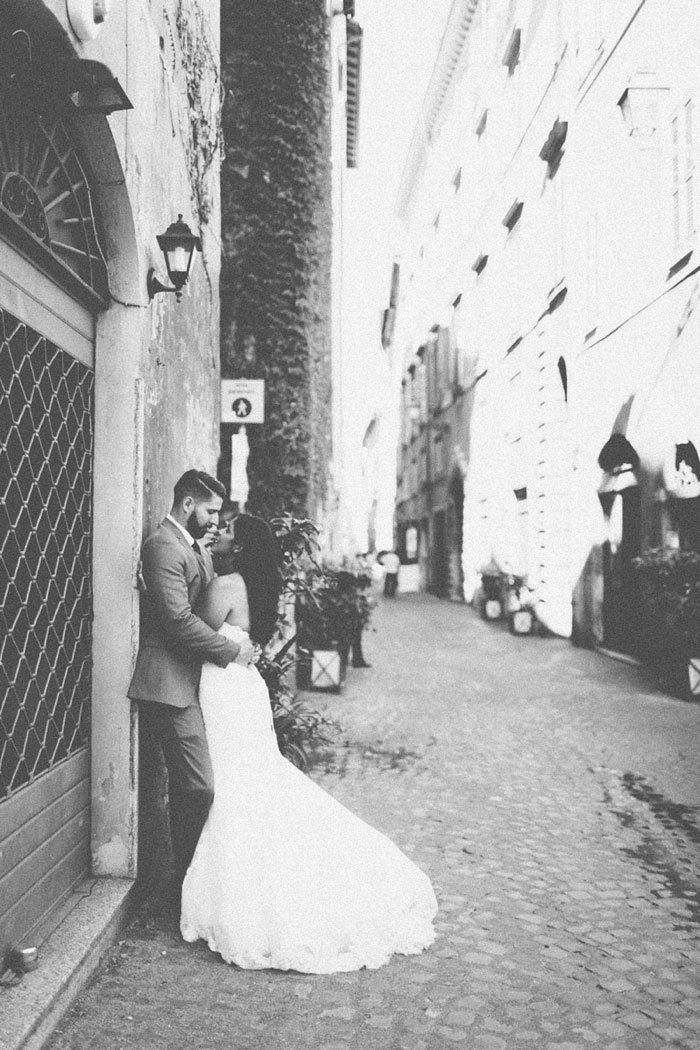 bride and groom portrait in Rome