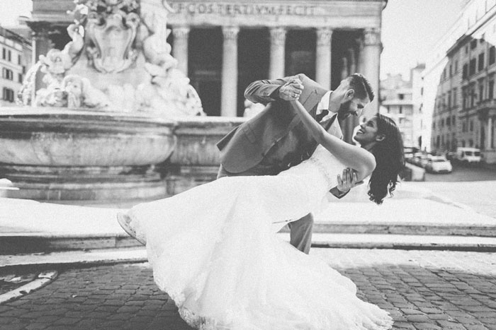 bride and groom portrait in Rome