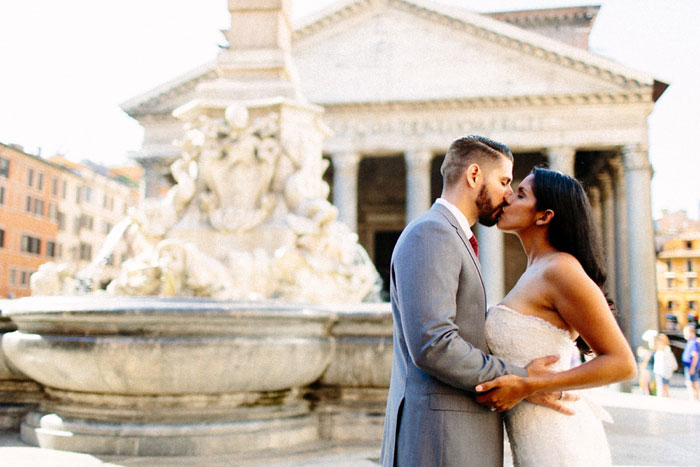 bride and groom portrait in Rome