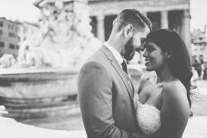 bride and groom portrait in Rome