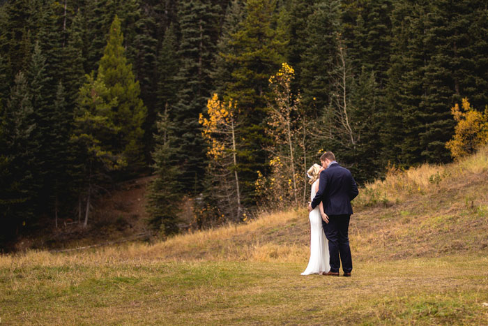 bride and groom kissing