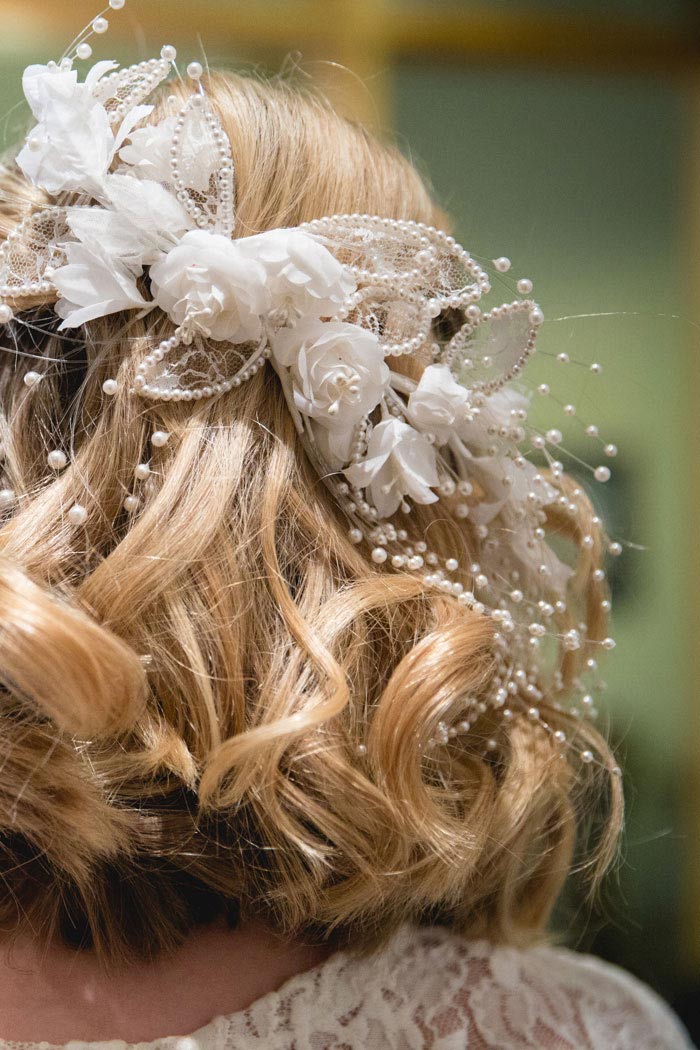 close-upof bride's hair