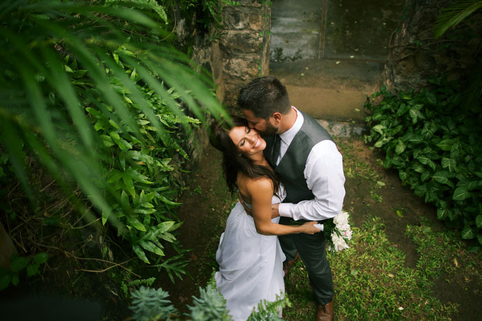 bride and groom portrait in Hawaii