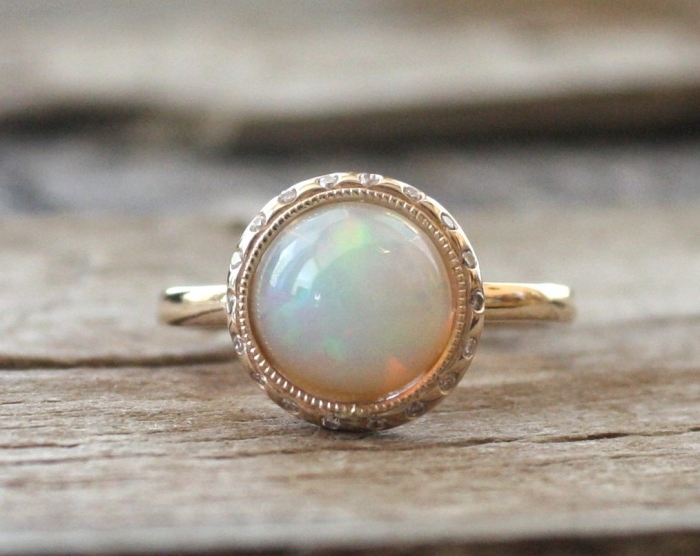 opal diamond bezel ring