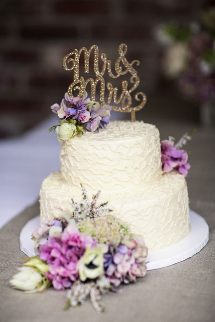 wedding cake with Mr. & Mrs. topper