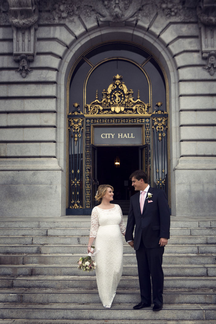 city hall wedding portrait