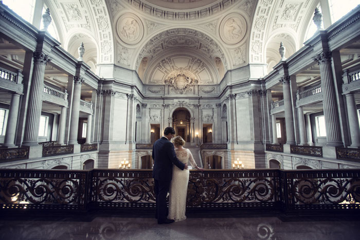 wedding portrait inside city hall