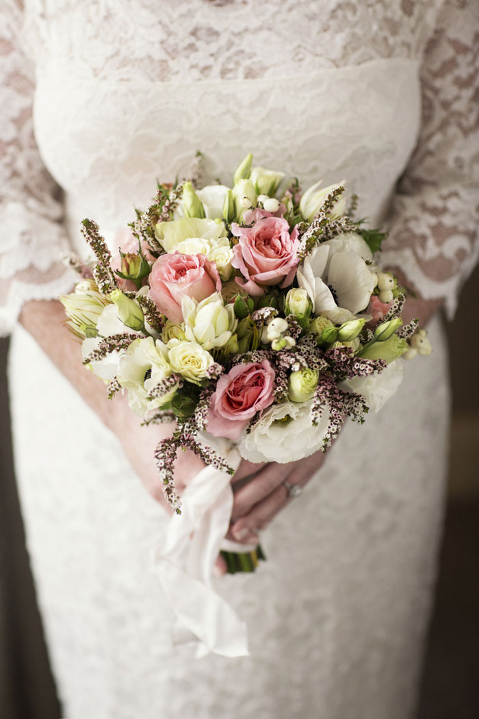 close-up of bridal bouquet