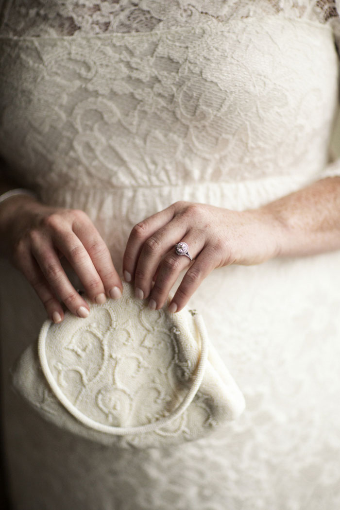 bride holding purse