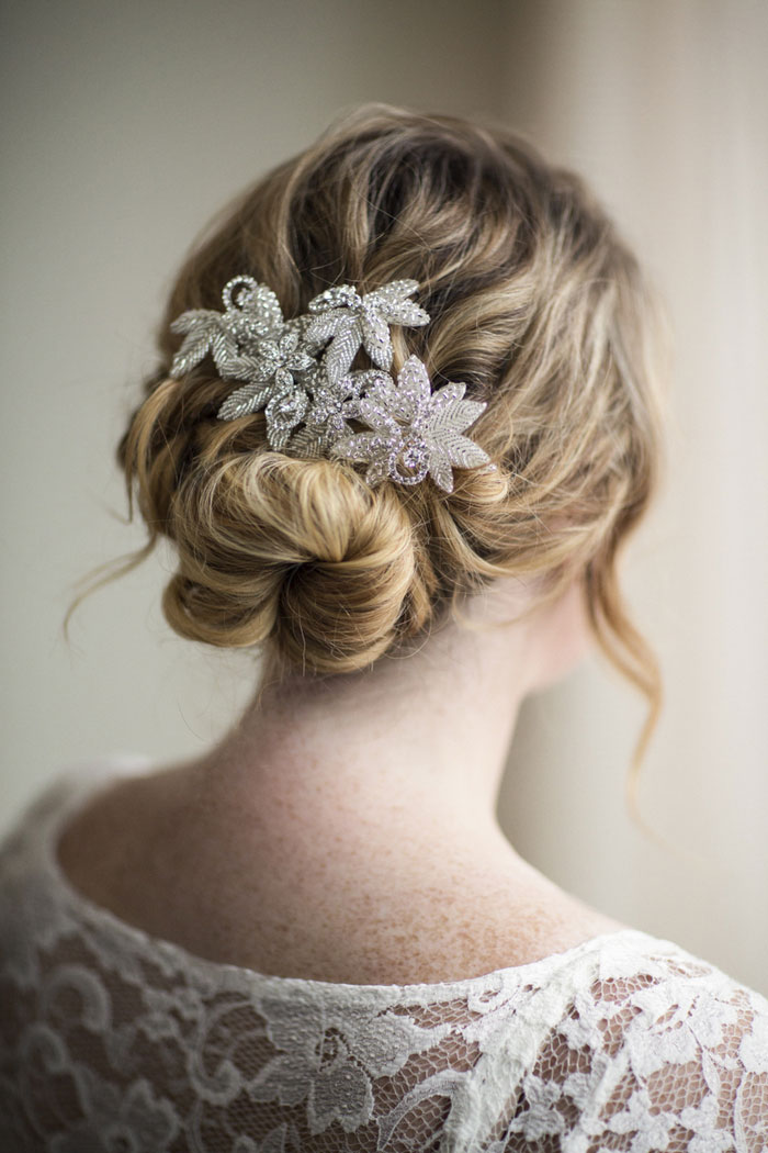 bride's jeweled hair clip