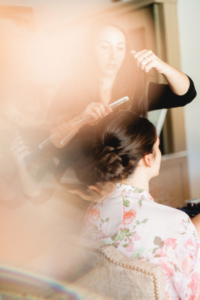 bride getting her hair done