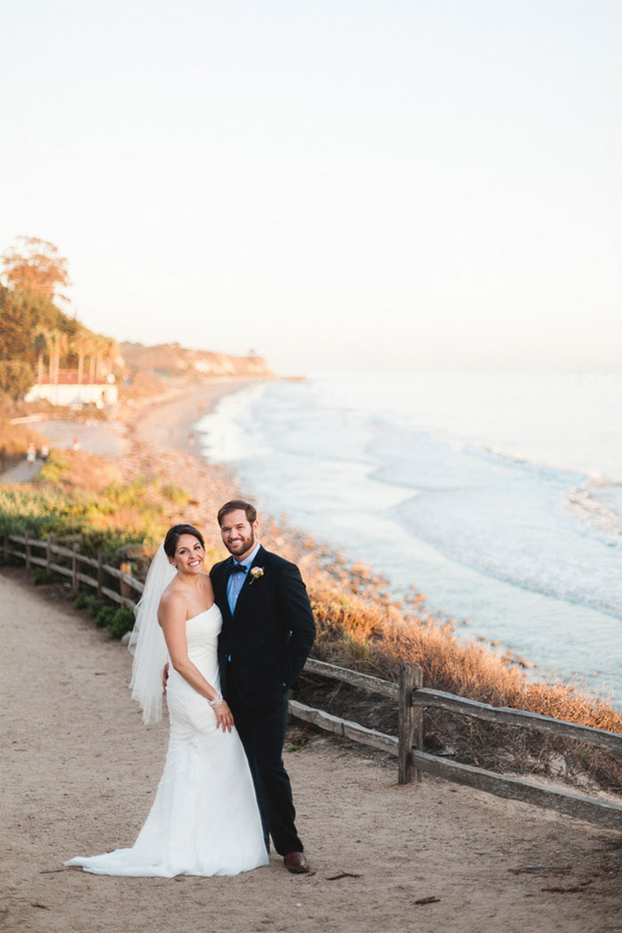 bride and groom portrait at the beach