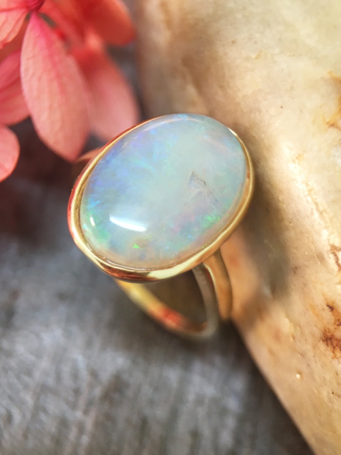 yellow gold opal ring