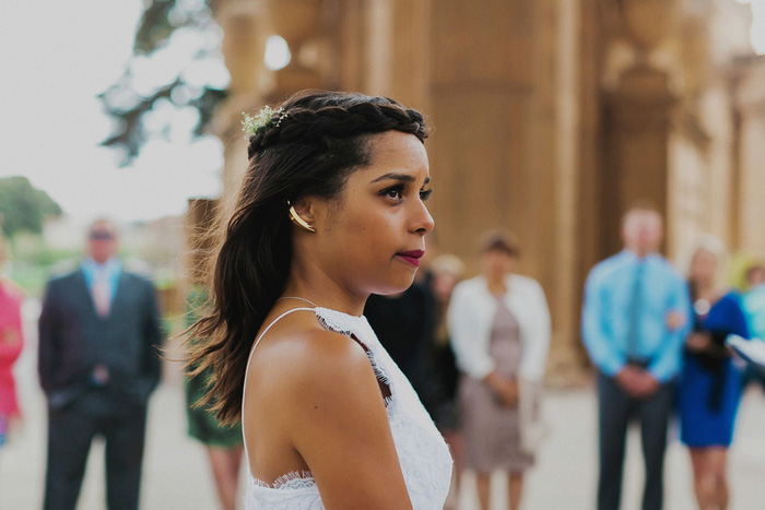 portrait of bride during ceremony